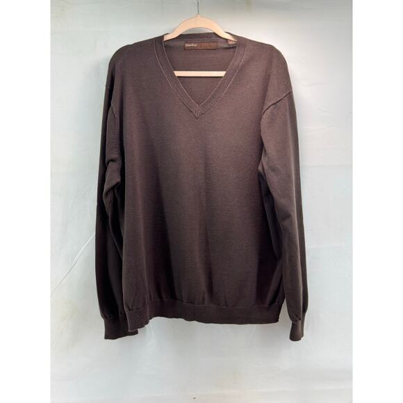 Perry Ellis men’s brown Y2K V-neck XXL 100% cotton sweater - Picture 1 of 9